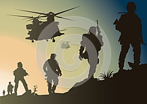 army in battlefield. Vector illustration decorative design
