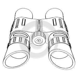Army Binoculars Vector. Illustration Isolated On White Background. A Vector Illustration