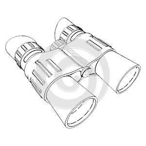 Army Binoculars Vector. Illustration Isolated On White Background. A Vector Illustration