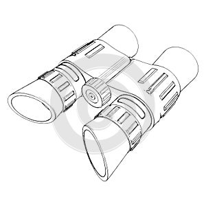 Army Binoculars Vector. Illustration Isolated On White Background. A Vector Illustration