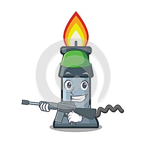 Army bunsen burner isolated with the cartoon