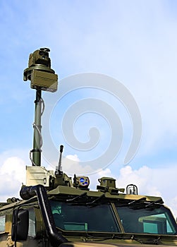 Army car with armaments and electronic-optical device (detail)