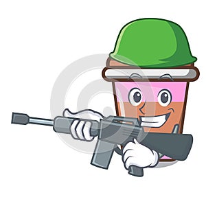 Army coffee cup character cartoon