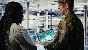 Army commander and software developer in data center use AI radar system