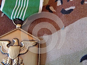Army Commendation Medal on Chocolate Chip Uniform