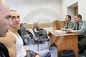 Army conscripts during an interview