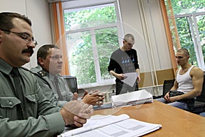 Army conscripts during an interview