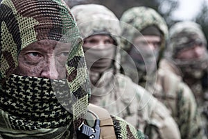 Army elite forces tactical soldiers group portrait