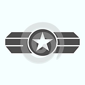 Army epaulet solid icon. Military rank with one star vector illustration isolated on white. Army badge glyph style