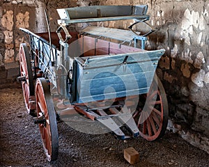 Army escort wagon on display at Fort Davis National Historic Site, Fort Davis, Texas.