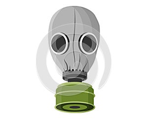 Army gas mask or respirator for protection against chemical weapons, poisonous gas and air pollution with carbon filter