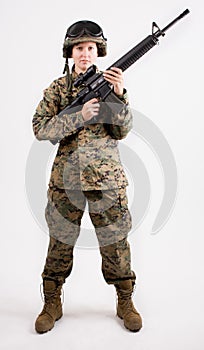 Army girl with gun