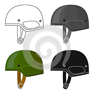 Army helmet icon in cartoon style isolated on white background. Military and army symbol stock vector illustration