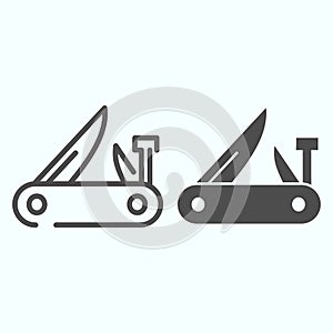 Army knife line and glyph icon. Multifunctional pocket knife vector illustration isolated on white. Swiss knife outline