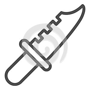 Army knife line icon. Blade dagger, hunting weapon symbol, outline style pictogram on white background. Military or