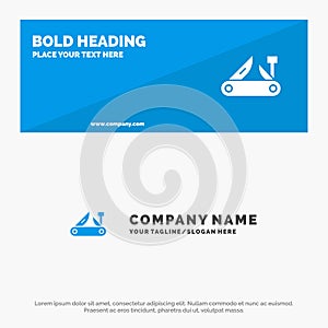 Army, Knife, Multi tool, Pocket Knife, Swiss SOlid Icon Website Banner and Business Logo Template