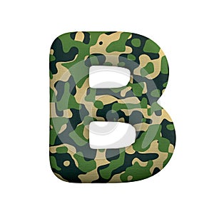 Army letter B - Upper-case 3d Camo font - Army, war or survivalism concept