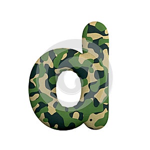 Army letter D - Lowercase 3d Camo font - Army, war or survivalism concept