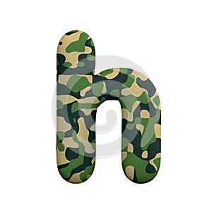 Army letter H - Lower-case 3d Camo font - Army, war or survivalism concept