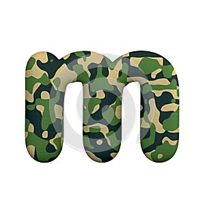 Army letter M - Lowercase 3d Camo font - Army, war or survivalism concept