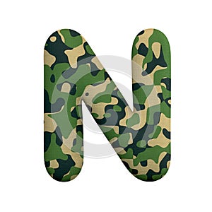 Army letter N - Capital 3d Camo font - Army, war or survivalism concept