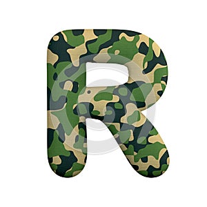 Army letter R - Uppercase 3d Camo font - Army, war or survivalism concept