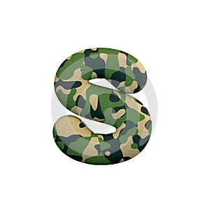 Army letter S - Lowercase 3d Camo font - Army, war or survivalism concept