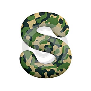 Army letter S - Uppercase 3d Camo font - Army, war or survivalism concept