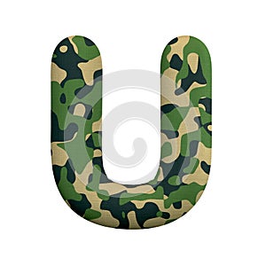 Army letter U - Capital 3d Camo font - Army, war or survivalism concept