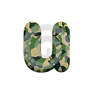 Army letter U - Small 3d Camo font - Army, war or survivalism concept