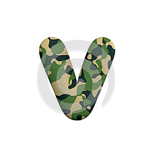 Army letter V - Small 3d Camo font - Army, war or survivalism concept