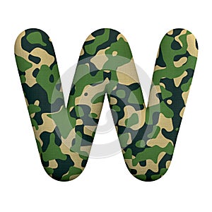 Army letter W - Capital 3d Camo font - Army, war or survivalism concept