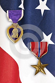 Army Medals on American Flag