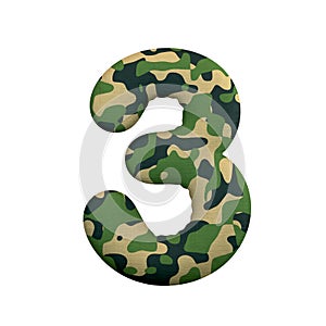 Army number 3 - 3d Camo digit - Army, war or survivalism concept