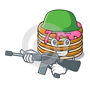 Army pancake with strawberry character cartoon