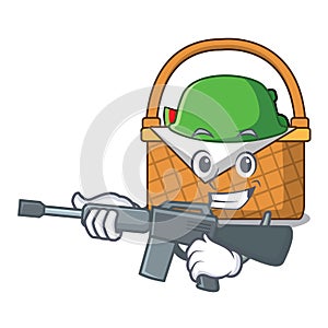 Army picnic basket character cartoon