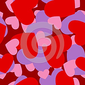 Army red heart pattern. Military camouflage Vector texture for V