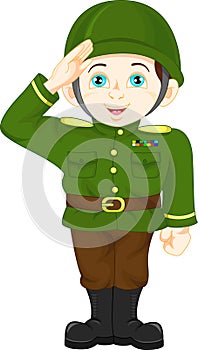 Army soldier boy doing a hand salute