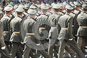 Army soldiers marching on military parade