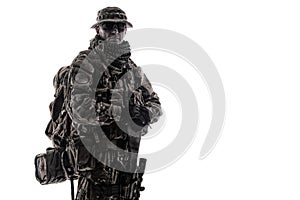 Army special forces soldier isolated studio shoot