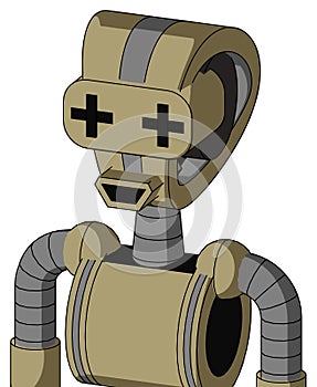 Army-Tan Automaton With Droid Head And Happy Mouth And Plus Sign Eyes