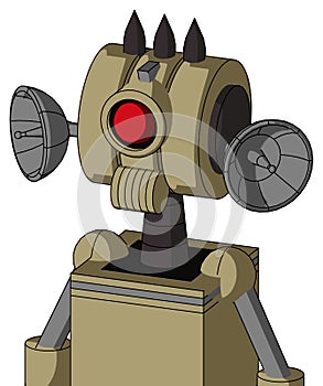 Army-Tan Automaton With Multi-Toroid Head And Speakers Mouth And Cyclops Eye And Three Dark Spikes