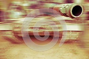 Army tank motion blur