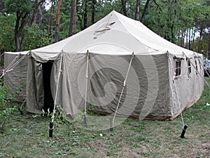 Army tent in wood