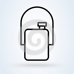 Army water canteen icon illustration in line design style. Water container, flask symbol