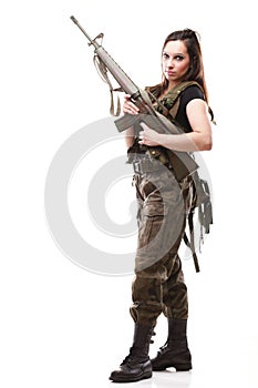 Army Woman With Gun - woman with rifle plastic
