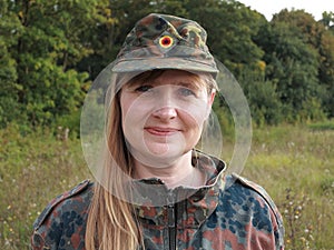 Army woman portrait outdoors