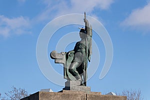 Arnarholl Arnarholstradir Statue of Ingolfur Arnarson,Iceland`s first settler around 870 AD.Reykjavik, Iceland