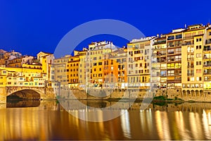 Arno and Ponte Vecchio at night, Florence, Italy