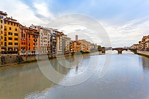 Arno River and bridges Santa Trinita